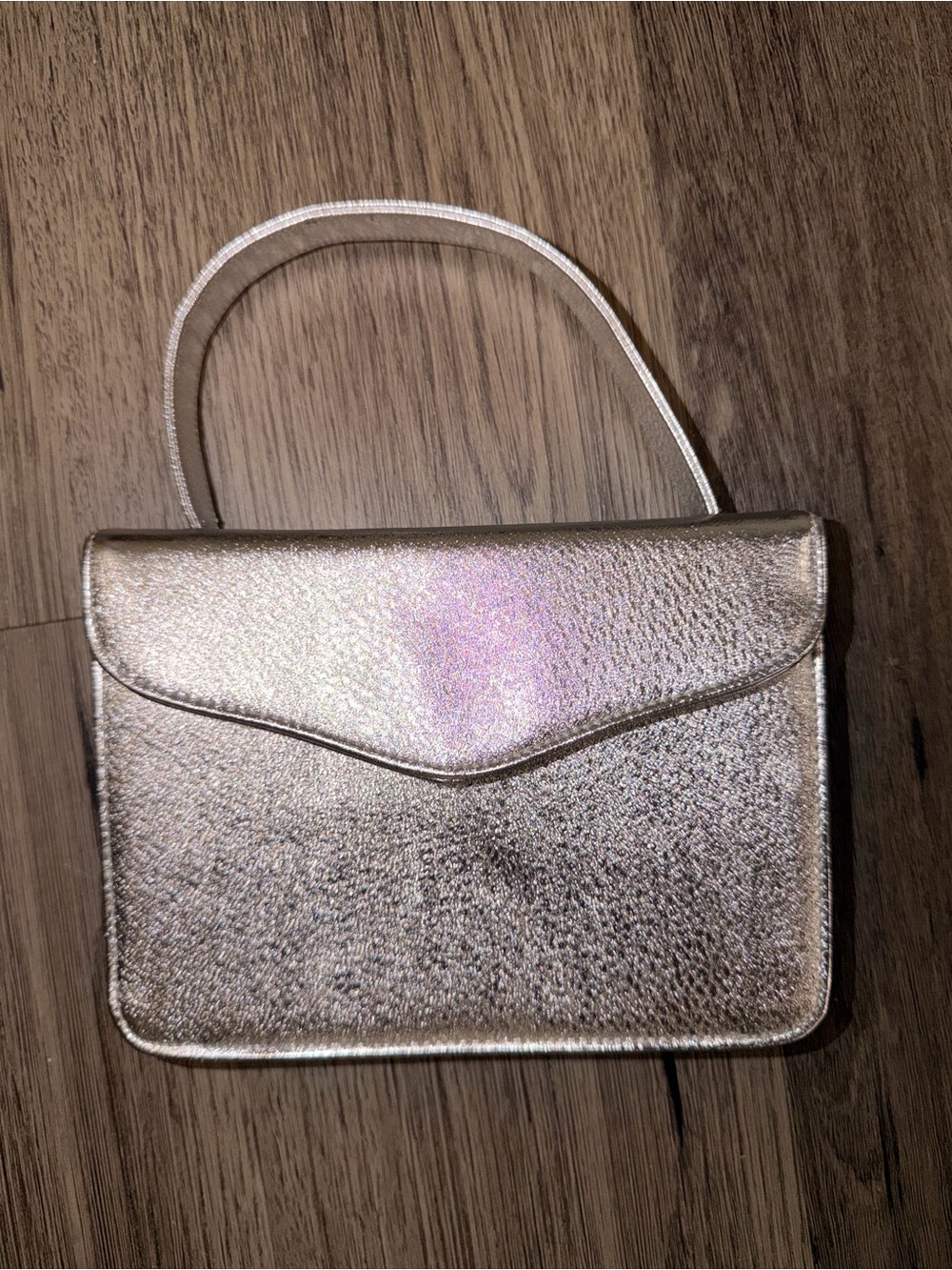 Metallic Rose Gold Top-Handle Women's Bag